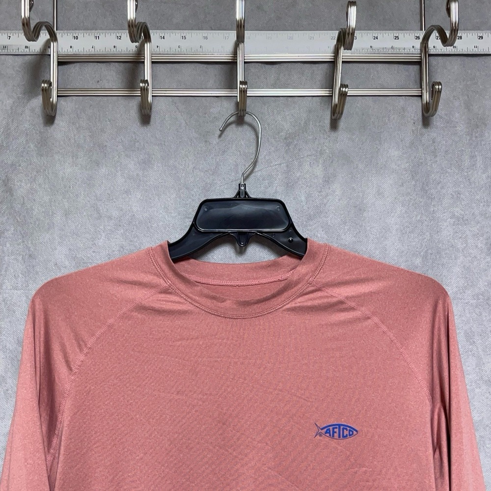 AFTCO Shirt Men L Salmon Aftech Performance Fishing Outdoor Hiking Camping Tee